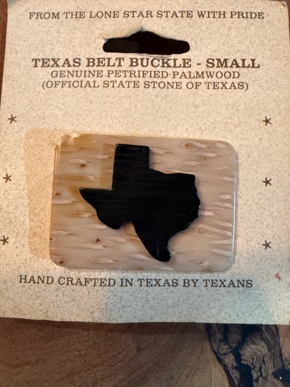 Hand Crafted Texas Belt Buckle in Black and Cream - Picture 4 of 4